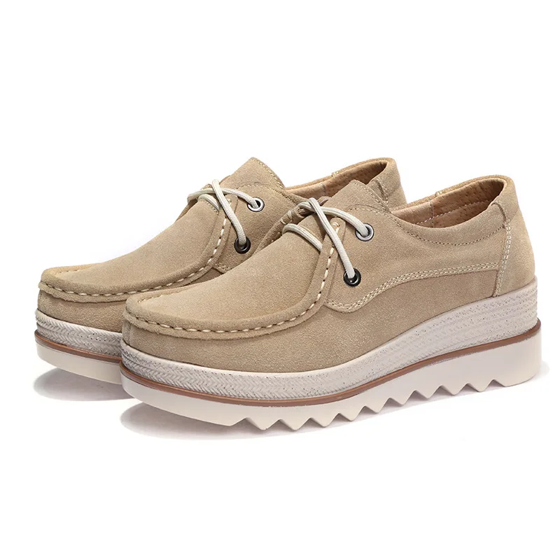 Осенняя женская обувь на плоской подошве Замшевые кроссовки толстой Женская