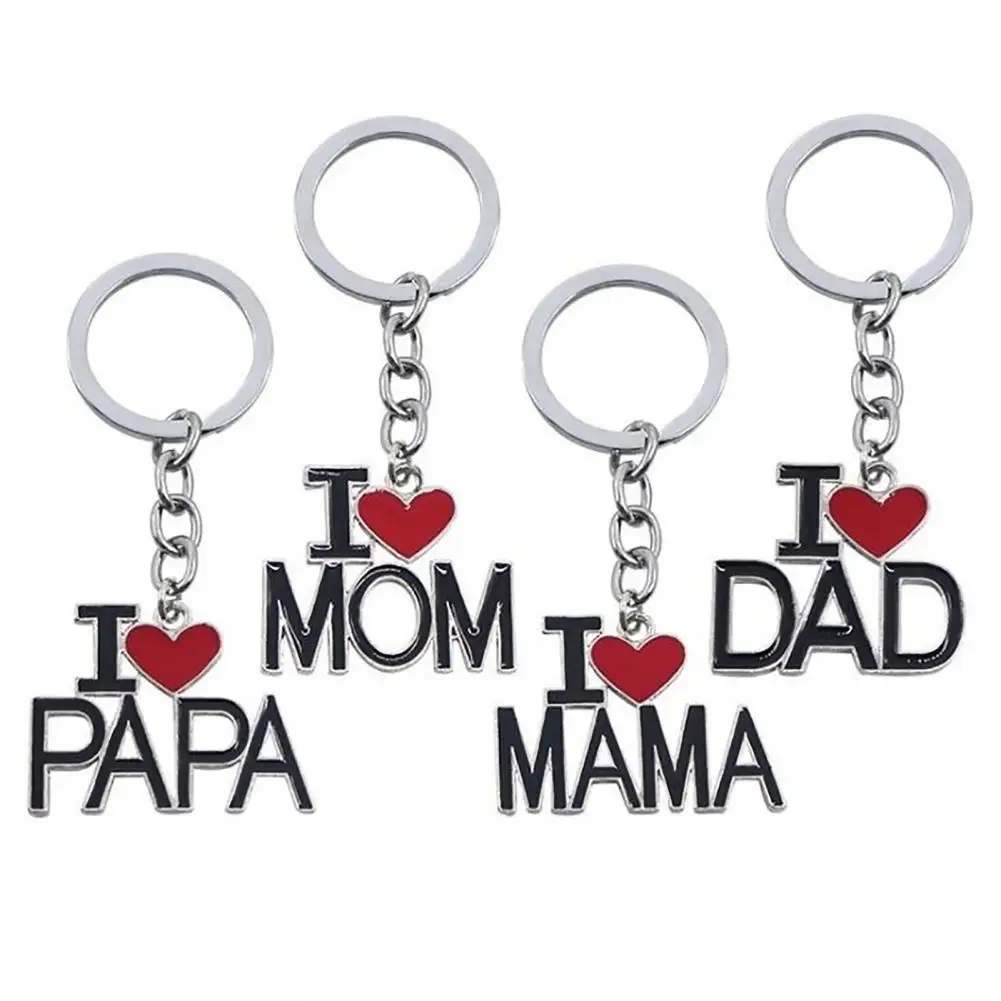 

Letters Pendant Keychain Unique Stylish Alloy Family Red Heart Keychains for Handbag