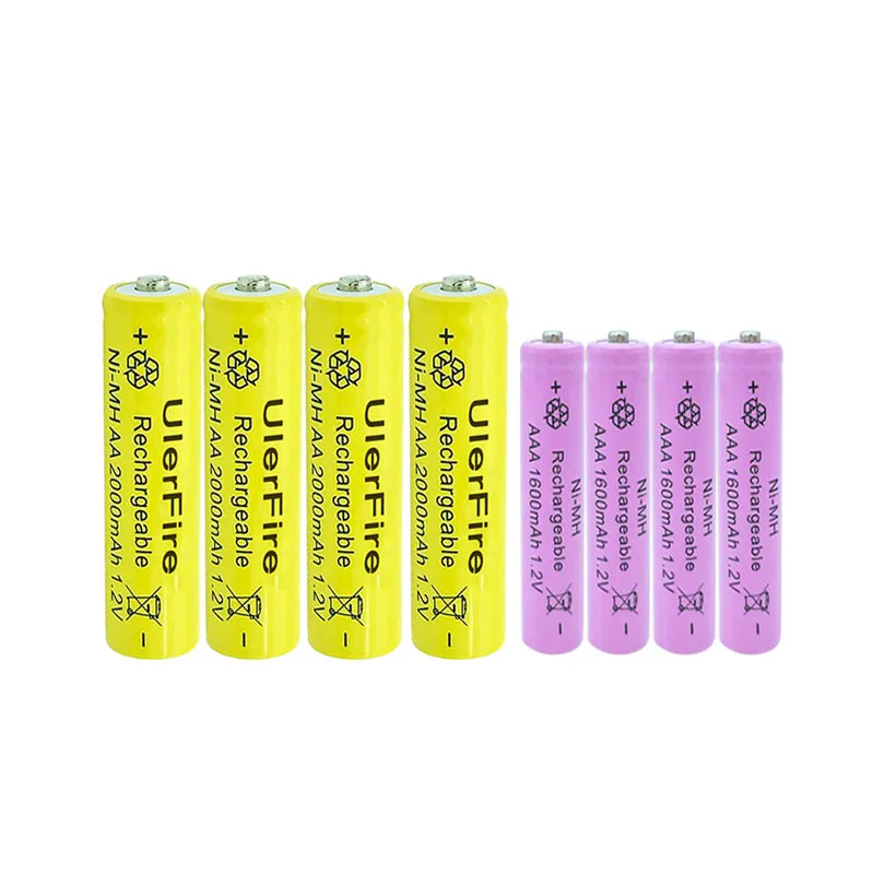 12pcsAA 2000mAh 2A 5 # aa 1 2 v Ni MH аккумуляторные батареи + 12xAAA 7 #1600mAh 3A aaa #1 led