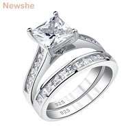 newshe womens wedding ring set princess cut aaaaa zircon 925 sterling silver engagement rings classic jewelry for women qr5853
