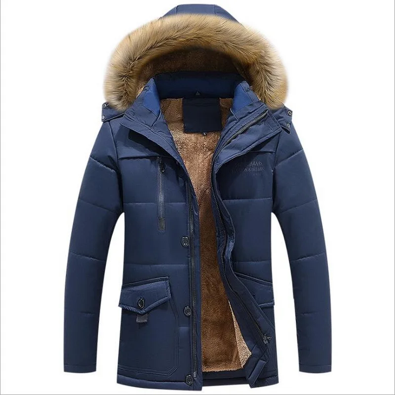 Male Outwear Coat Hooded Solid Coat Men Thick Warm Mens Windproof Parka L-8XL Men’s Jacket Thicken Winter Velvet Coat