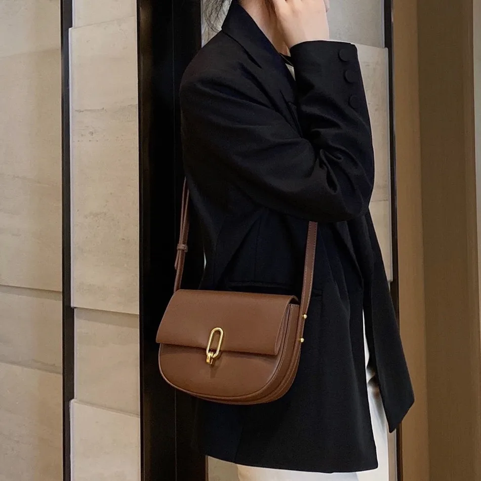

High Quality Genuine Leather Saddile Bag Women Shoulder Bag Flap Messenger Bags Handtasche Borsa Tracolla Donna Ladies Handbags