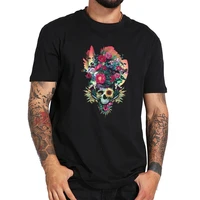 floral skull vivid v mens t shirt fun print t shirt men summer fashion short sleeved tops tee shirt homme size