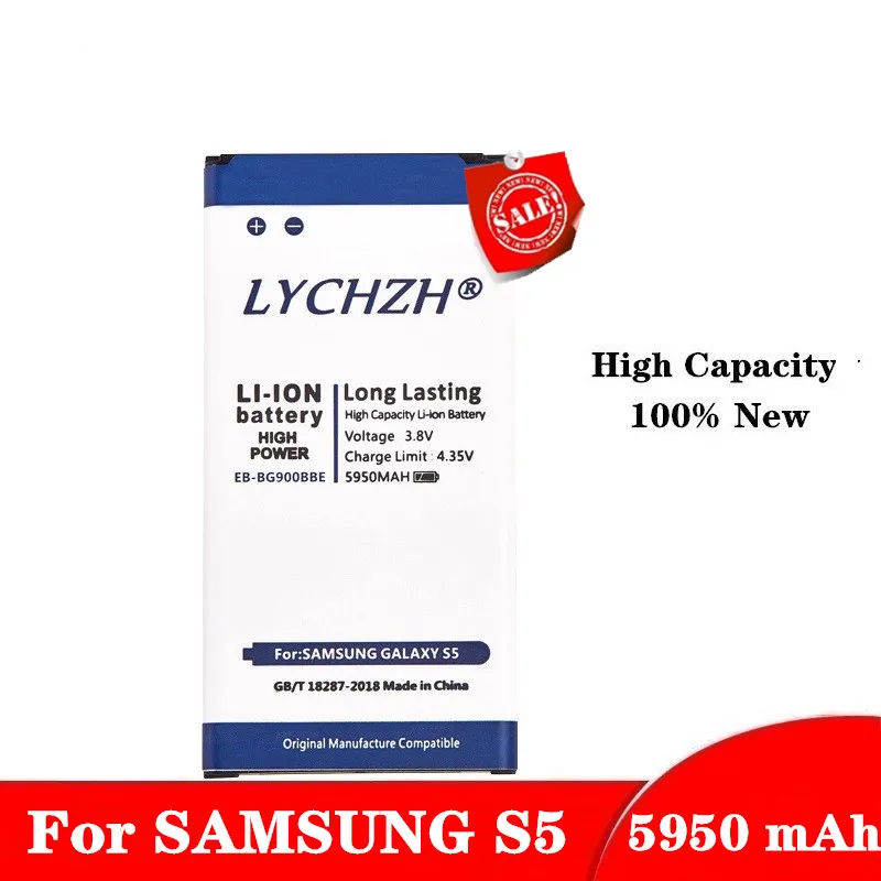 Оригинальный аккумулятор для Samsung S5 Galaxy G900 G900S G900I G900F G900H 5950 мА/ч Сменный на