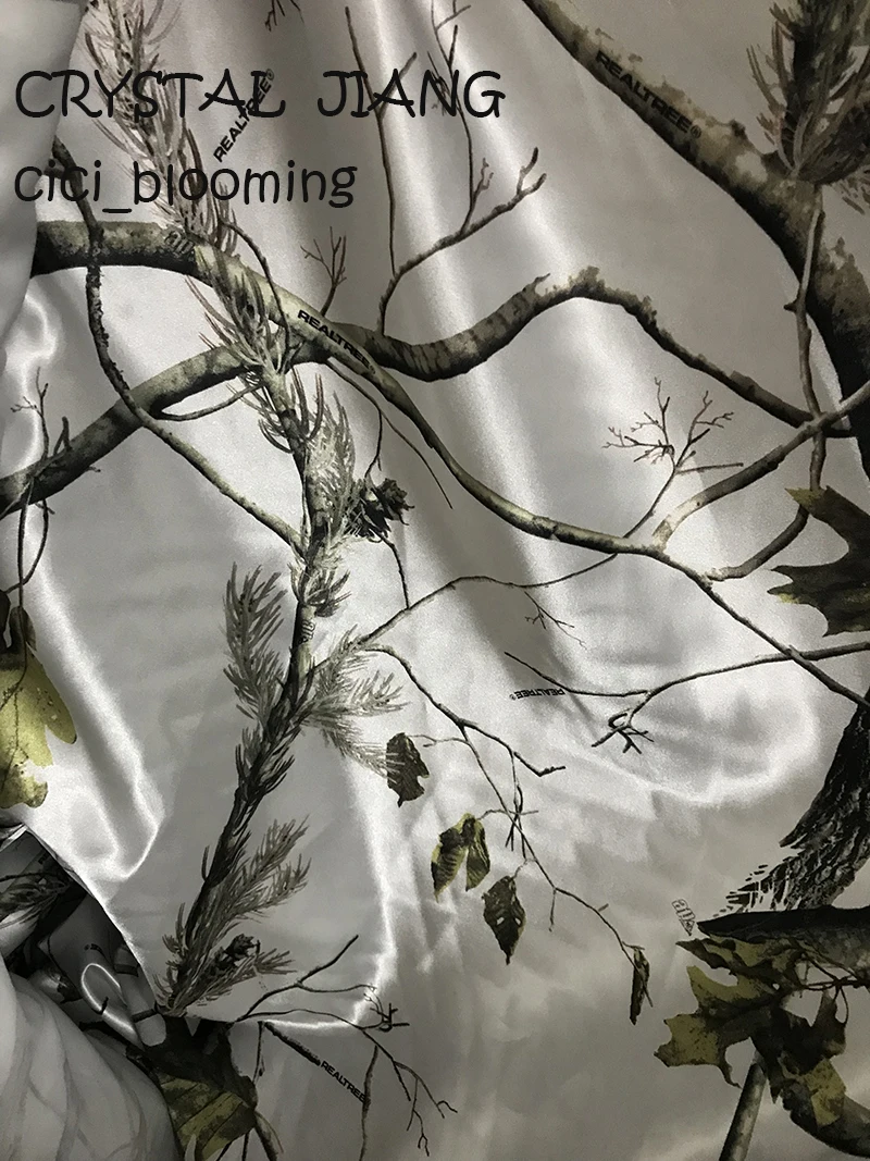 Белый снежный камуфляж Свадебная атласная ткань|Наклейки на одежду| |