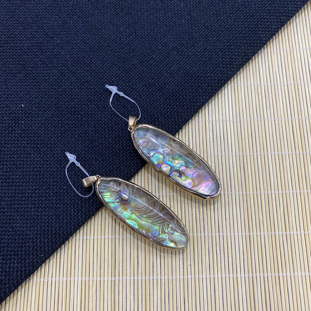 

Horse-eye Abalone Shell, Copper Edging, Fashion Jewelry Pendant, Necklace and Bracelet, for DIY Jewelry Making, Size 20x55mm