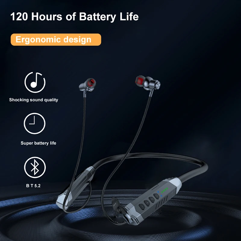 sport wireless headphones with mp3 player microphone new hanging neck headsets tf card bluetooth compatible wireless earphones free global shipping