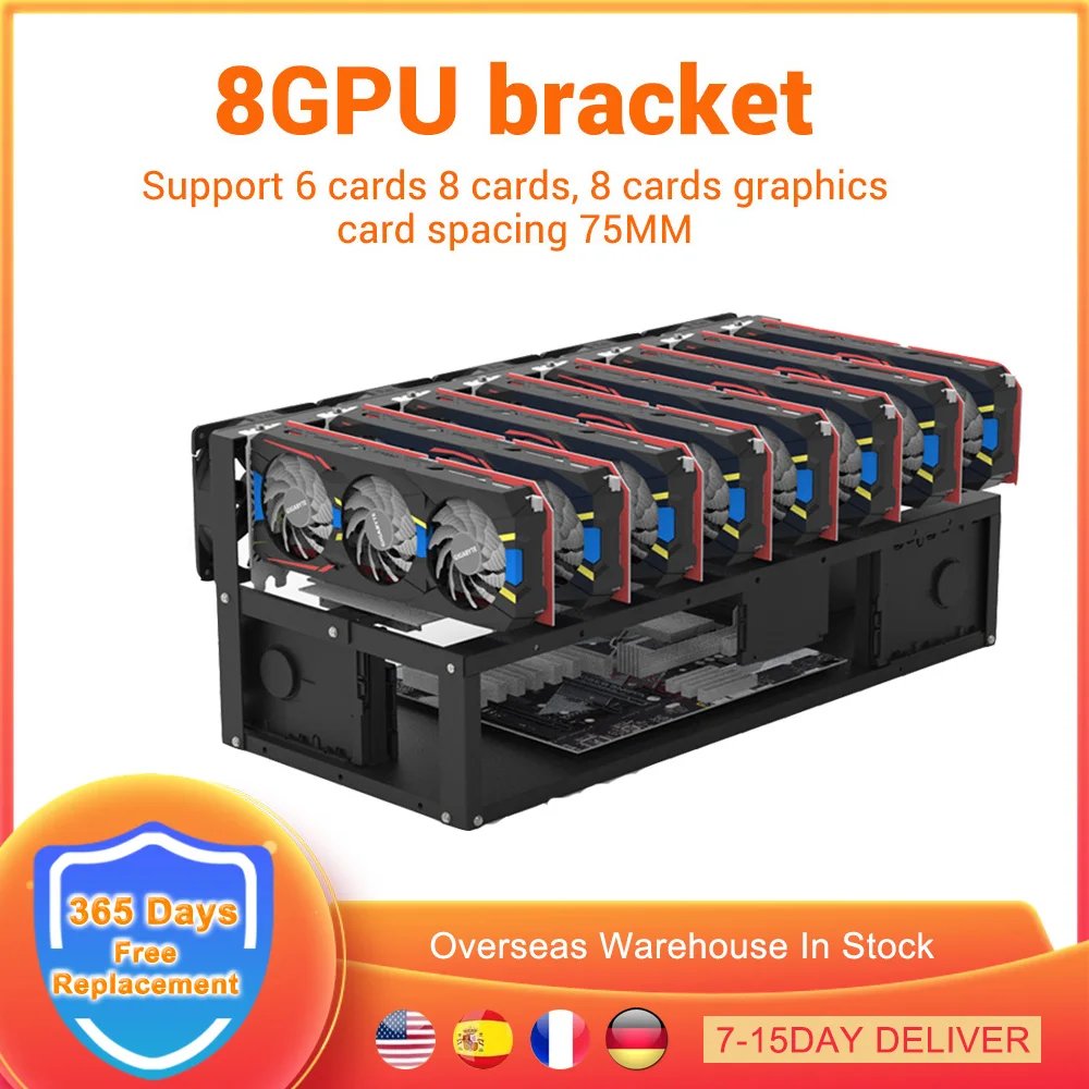 

Stackable Open Mining Rig Frame Case 8 GPU Graphics Card Support ETH/ETC/ZEC Ether Crypto Coin BTC Bitcoin Miner Rack Accessorie