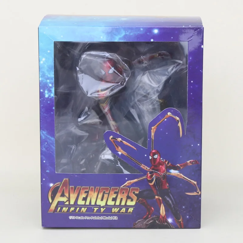 iron spiderman box 22-27 см игрушки Marvel Мстители Фигурка Человека-паука Железный человек танос Марк MK47 Дэдпул Дэнверс статуя ко железная студия фигурки - Цвет: iron spiderman box