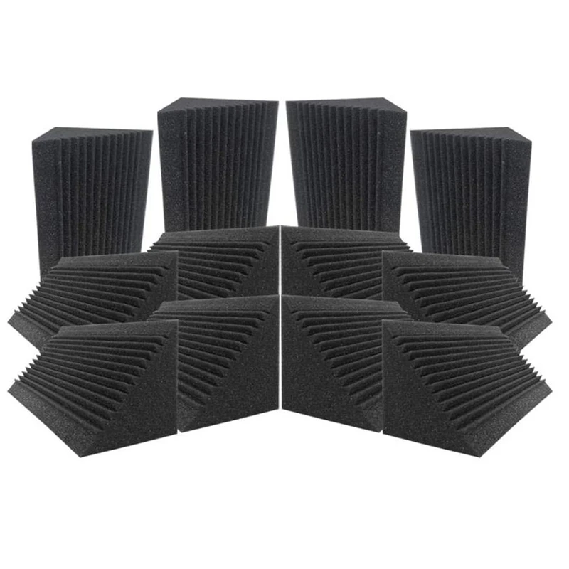 Promotion! 12 Pcs Sound-Absorbing Foam Board Bass Trap Wedge-Shape Brick Sound Insulation Treatment 12X12X2 | Строительство и