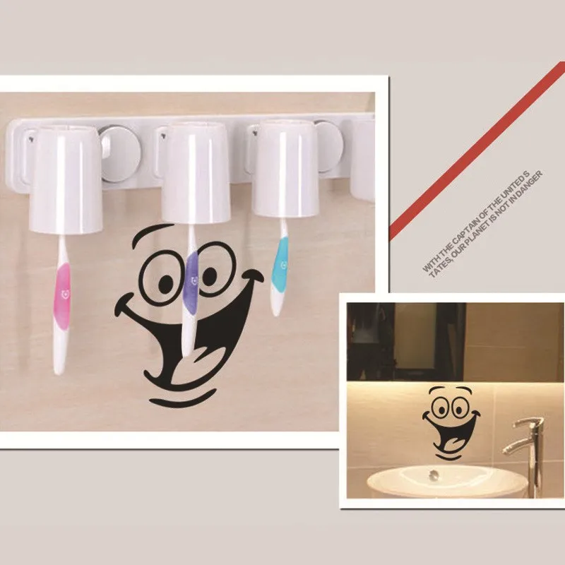 1 Sheet Removable Smile Face Toilet Sticker 3D PVC Wall Bathroom Decors Peel WC Pedestal Pan Cover | Дом и сад