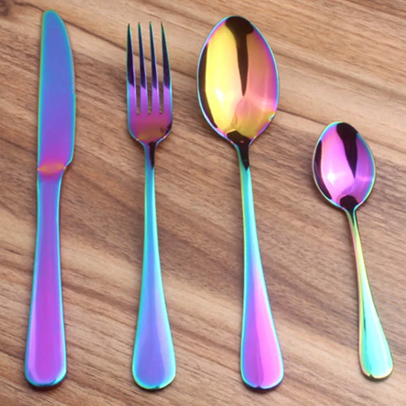 Hot Sale Dinner Set Cutlery Knives Forks Spoons Wester Kitchen Dinnerware Stainless Steel Home Party Tableware LG66 | Дом и сад