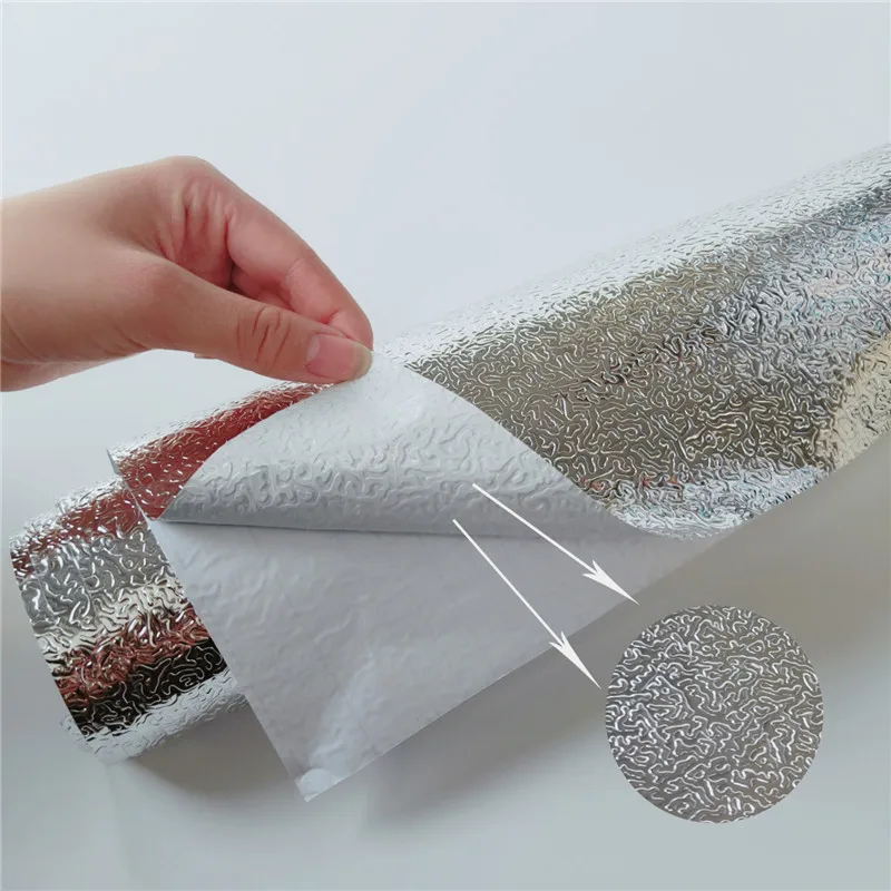 Kitchen Oil Proof Waterproof Sticker Aluminum Foil Stove Cabinet Stickers Self Adhesive Wallpapers DIY Wall | Дом и сад