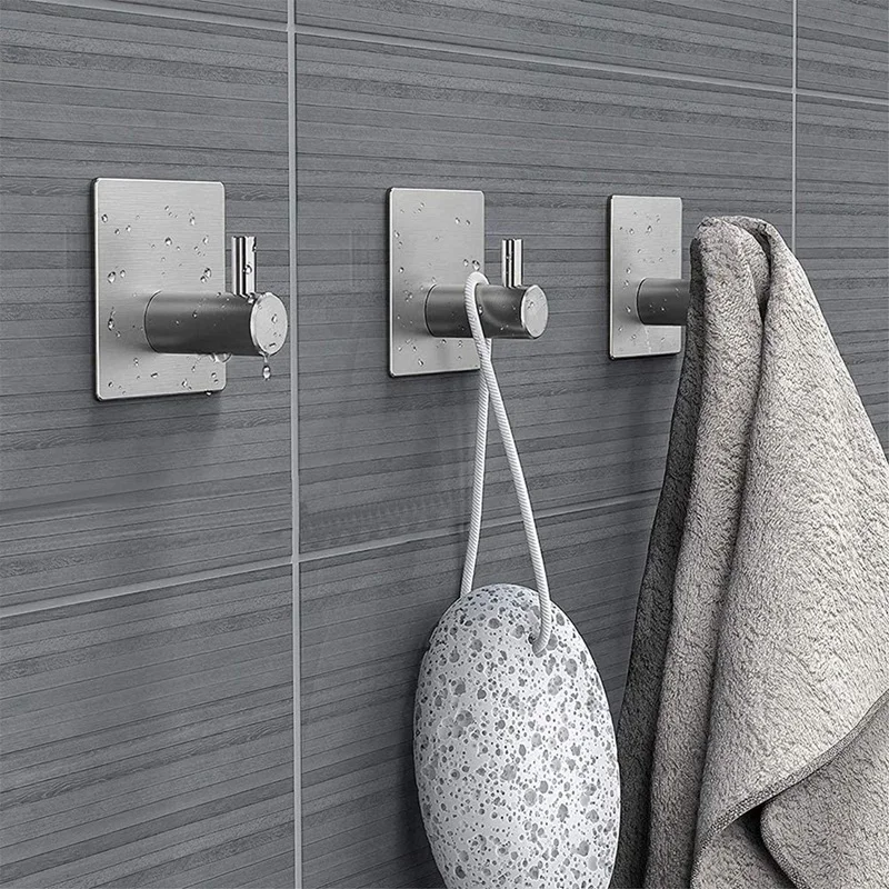 

Toilet Paper Holder - Brushed Nickel Adhesive Toilet Paper Holder with 2 Hanging Hooks for Campers, Bathroom, Kitchen