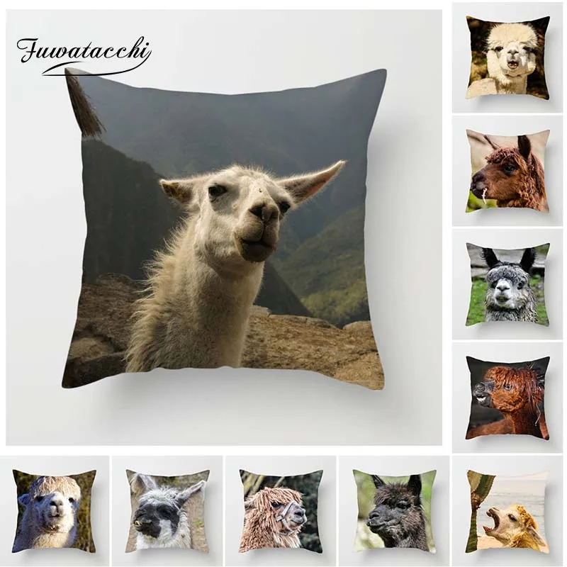 Чехол на подушку с изображением животных Fuwatacchi черный белый коричневый