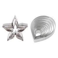 2 set roses calyx flower cake decorating molds stainless steel biscuit fondant cookie cutter wedding baking tools 1 set 4pcs