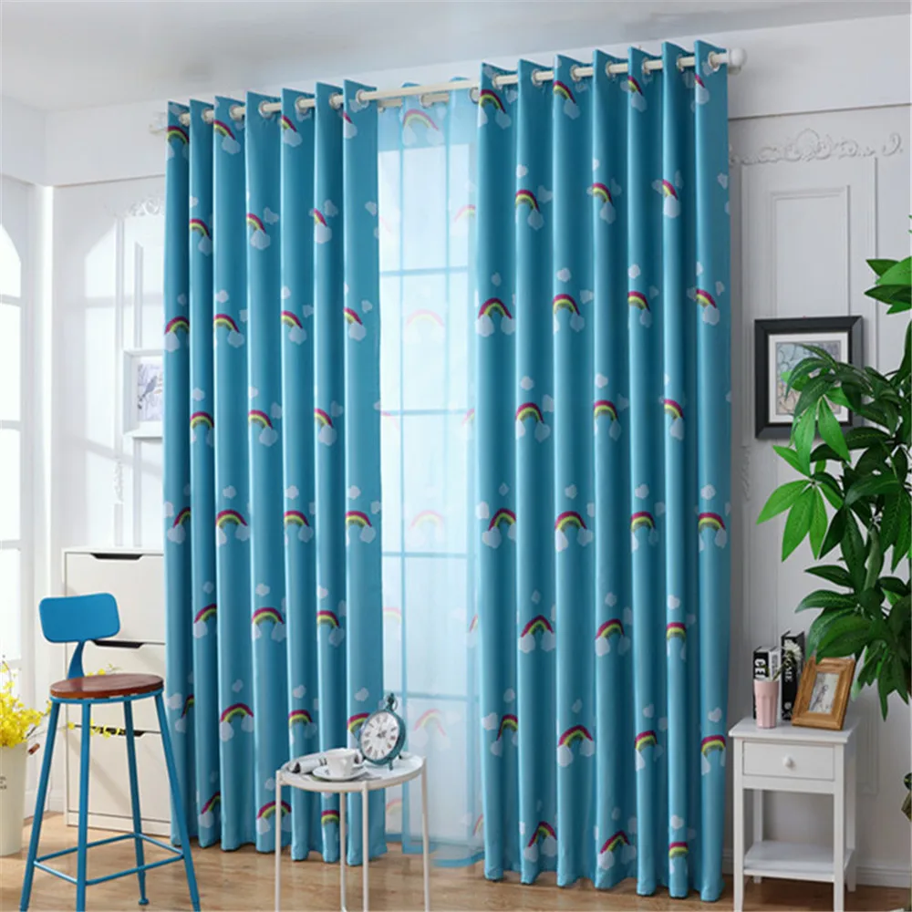 Детские светонепроницаемые шторы с радужным принтом для спальни гостиной