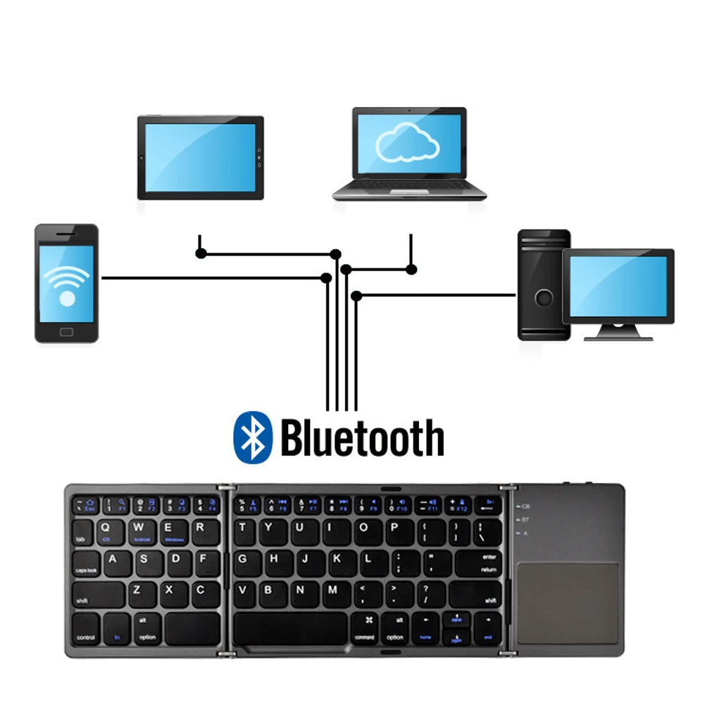 Мини складная клавиатура Bluetooth беспроводная с тачпадом для Windows Android ios планшет ipad