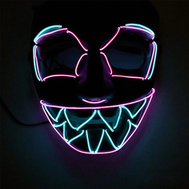

Светящаяся ужасная маска косплевечерние улыбающееся лицо EL проволочная маска для Хэллоуина карнавала