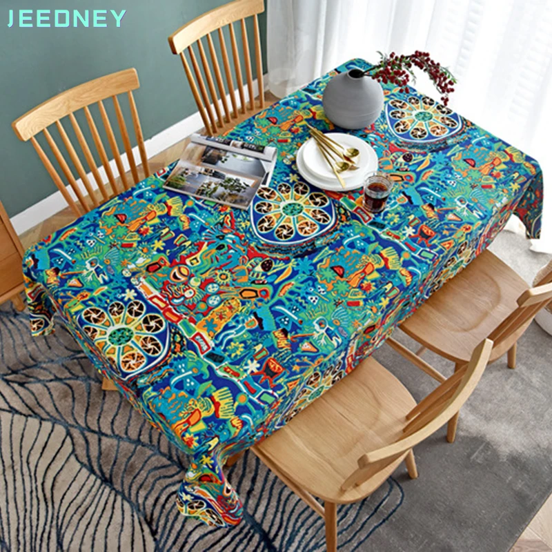 

Льняная скатерть с цветочным принтом прямоугольная Пасхальная скатерть 2021 тканевая скатерть домашний декор комнатные скатерти