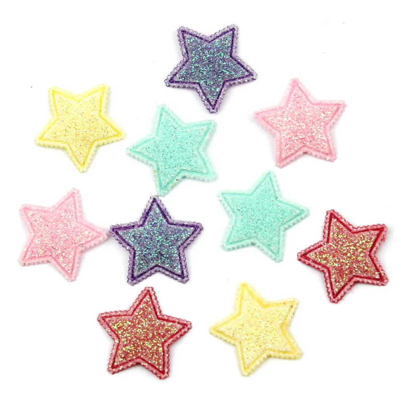 

100Pcs 2cm Small Glitters Star Padded Appliques For children's Hair Clip Stick on Supplies DIY Craft headwear Deco wholesale