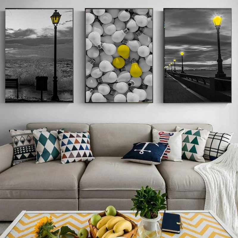 Скандинавский Ретро светлый черный желтый уличный фонарь ночной вид лампочка