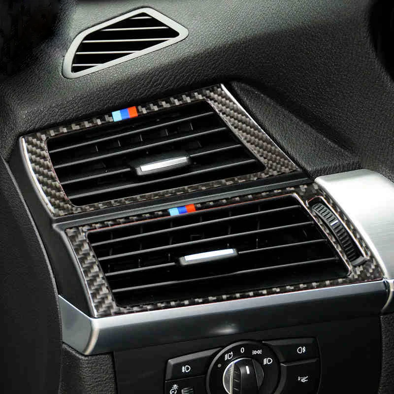 

Mutips For BMW X5 E70 X6 E71 Center Console AC CD Air Outlet Panel Cover Trim Frame Strip Auto Carbon Fiber Sticker Accessories
