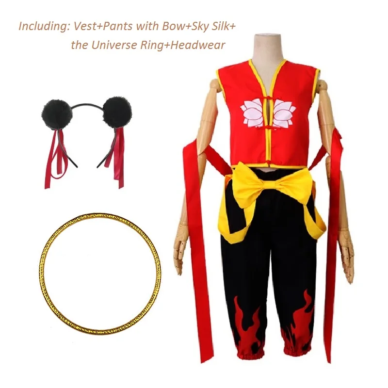 

Movie Nezha Cosplay Children Kids Cosplay Costumes Anime Clothes Sets Carnival Game TV Role Red Vest Pants Suits