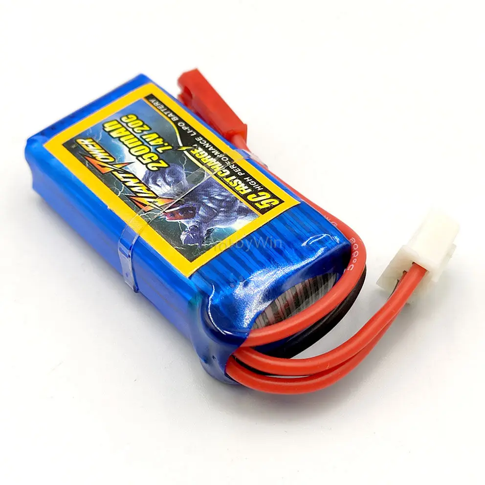 7 4 V 2S 250mAh 20C Высокая прочная производительность LiPO батарея JST разъем для микро