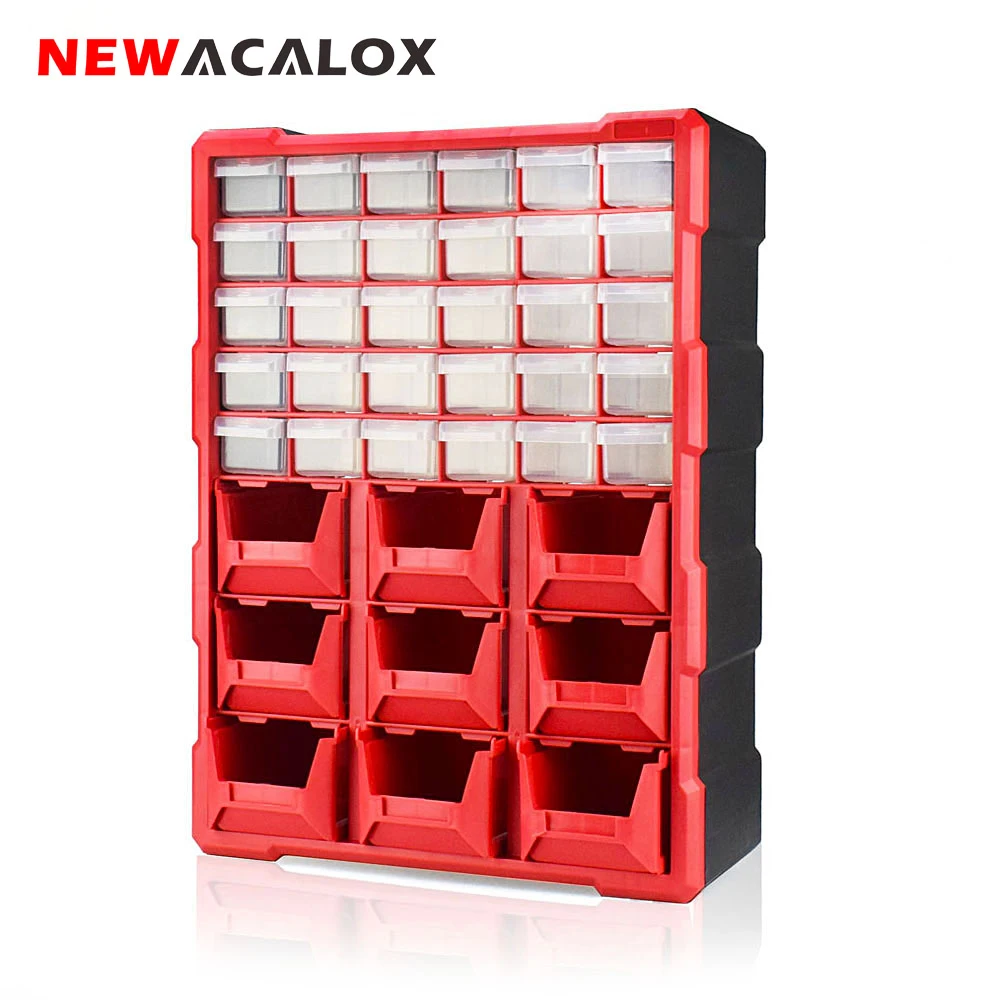 NEWACALOX 39 ящик большой Органайзер аппаратные средства и ремесленный шкаф бытовой ящик для инструментов пластиковые маленькие детали для хранения мульти шкатулка чехол