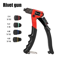 single hand manual rivet gun with 4 sizes tool free interchangeable color coated heads red rivet tools guns