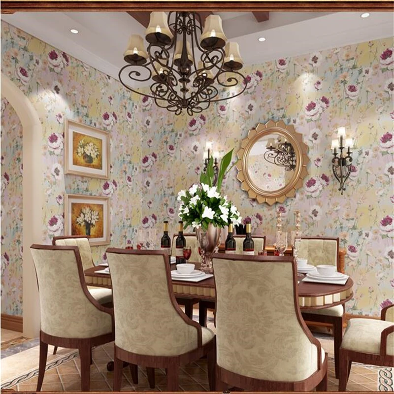 

WELLYU American Village Retro Nostalgic Pastoral Flower Oil Painting Wallpaper Bedroom Living Room Sofa Background Wallpaper