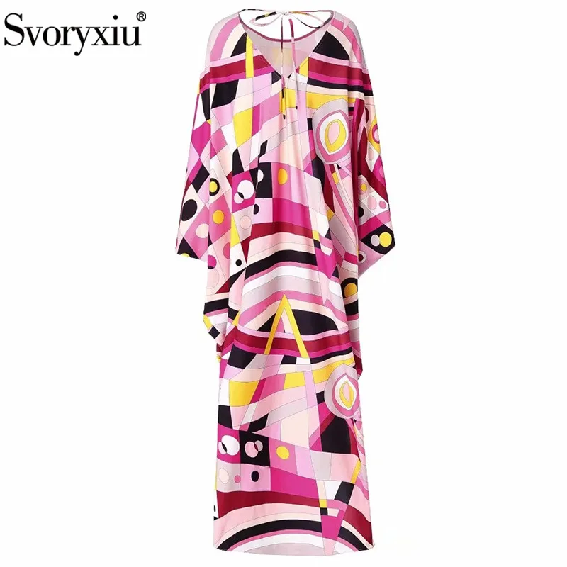 

Женское платье макси Svoryxiu, белое длинное платье макси с v-образным вырезом и рукавами «летучая мышь» свободного размера плюс, весна-лето 2019