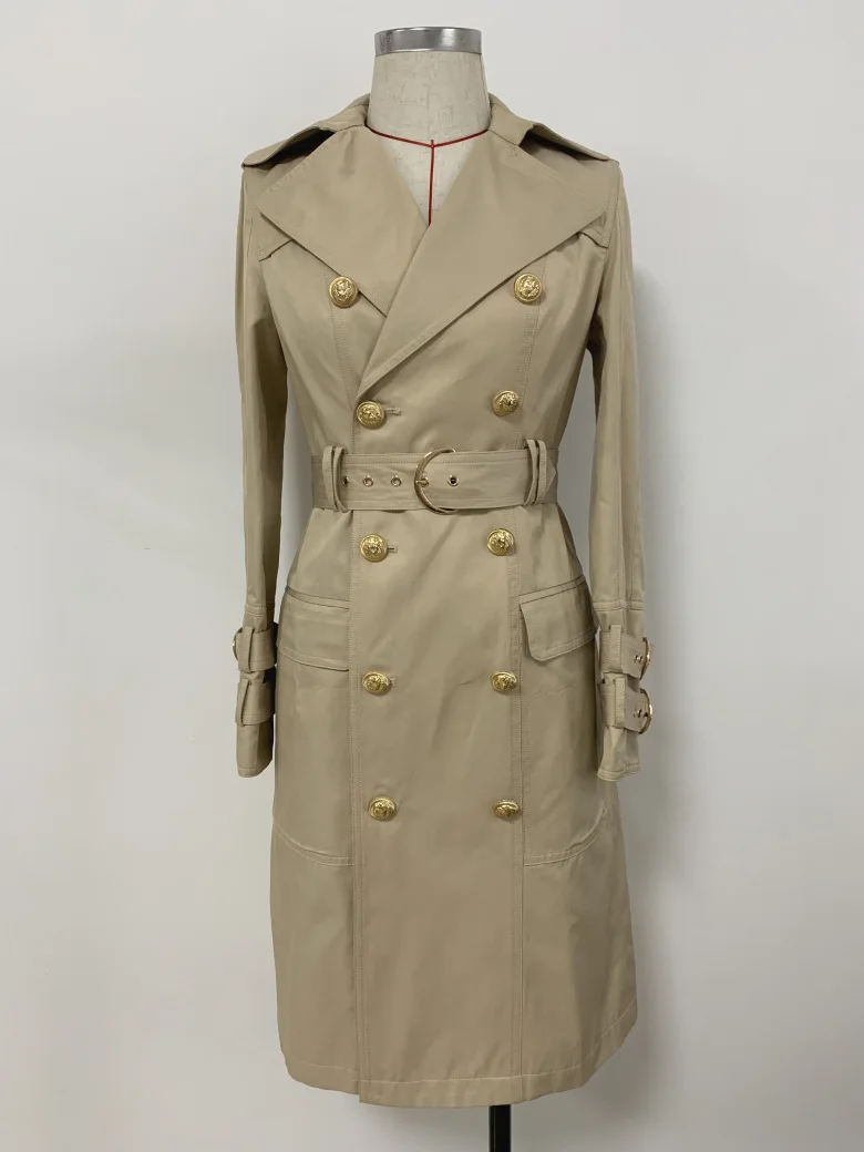 

MSXU Women's New Autumn Winter Elegant Vintage Button Belt Casual Long Windbreaker Trench Coat Blazer