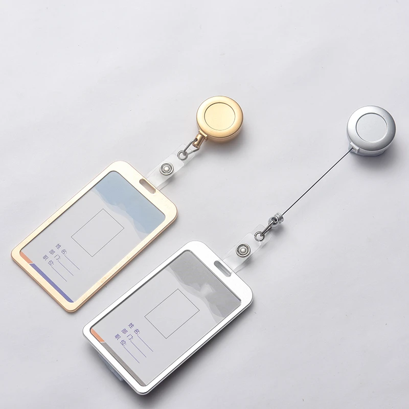 Брелок для ключей металлический держатель карт с выдвижной пластиковой катушкой