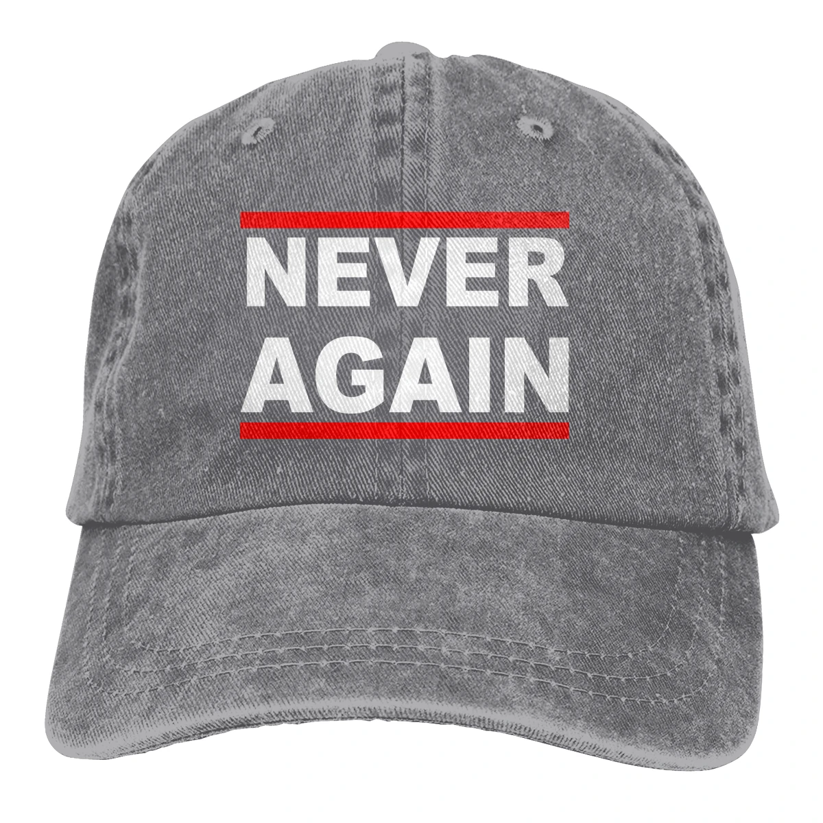 Never Again Casquette Black Unisex Mens Womens Denim Strapback Baseball Cap Adjustable Golf Dad hat |