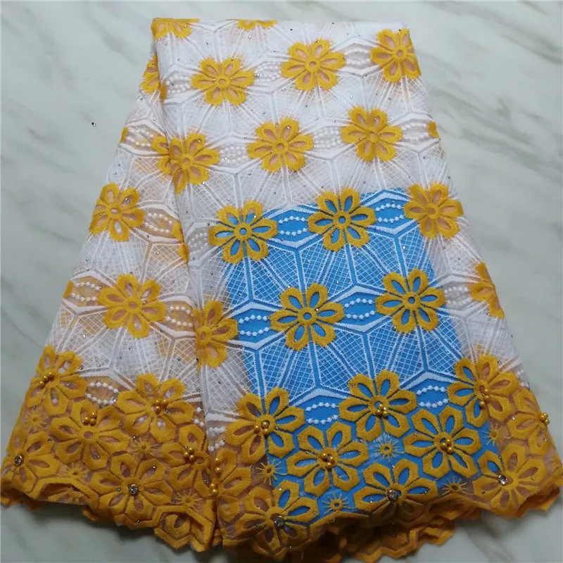 Новинка 2019 синяя африканская кружевная ткань из гипюра Высококачественная