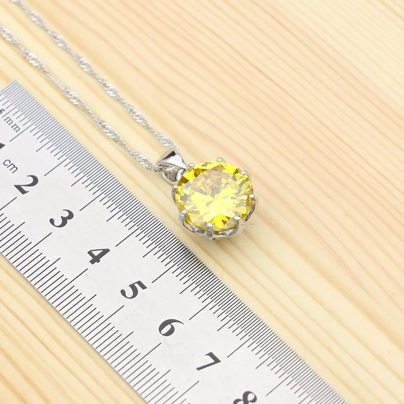 Серебро 925 Ювелирные наборы для женщин вечерние аксессуары желтый фианит белый