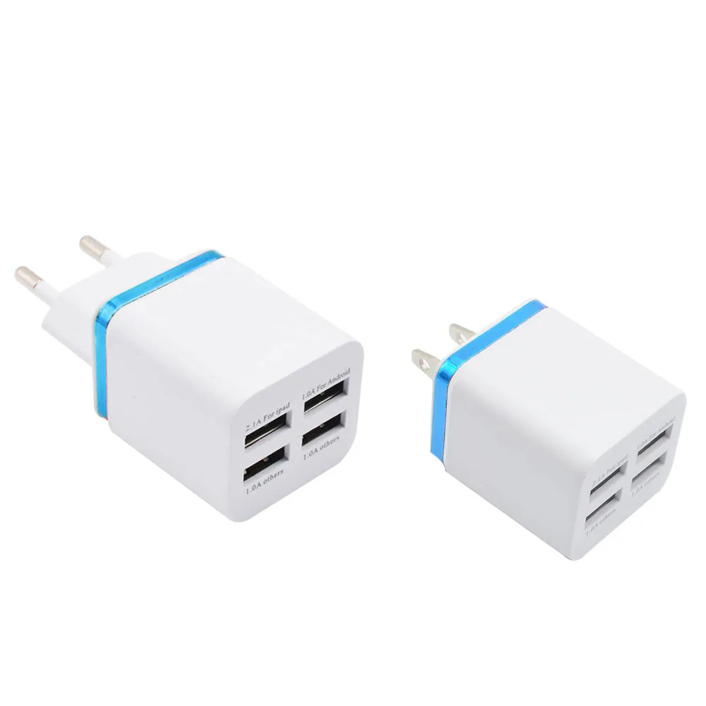 Новое покрытие зарядное устройство 4USB зарядное устройство для мобильного телефона 2.1A 4 USB металлическое боковое зарядное устройство