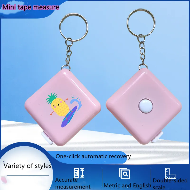 

1PC 1.5M Square Cartoon Tape Measures Portable Retractable Ruler Creative Plastic Keychain Tape Measure Fiber Ruler Gauging Tool