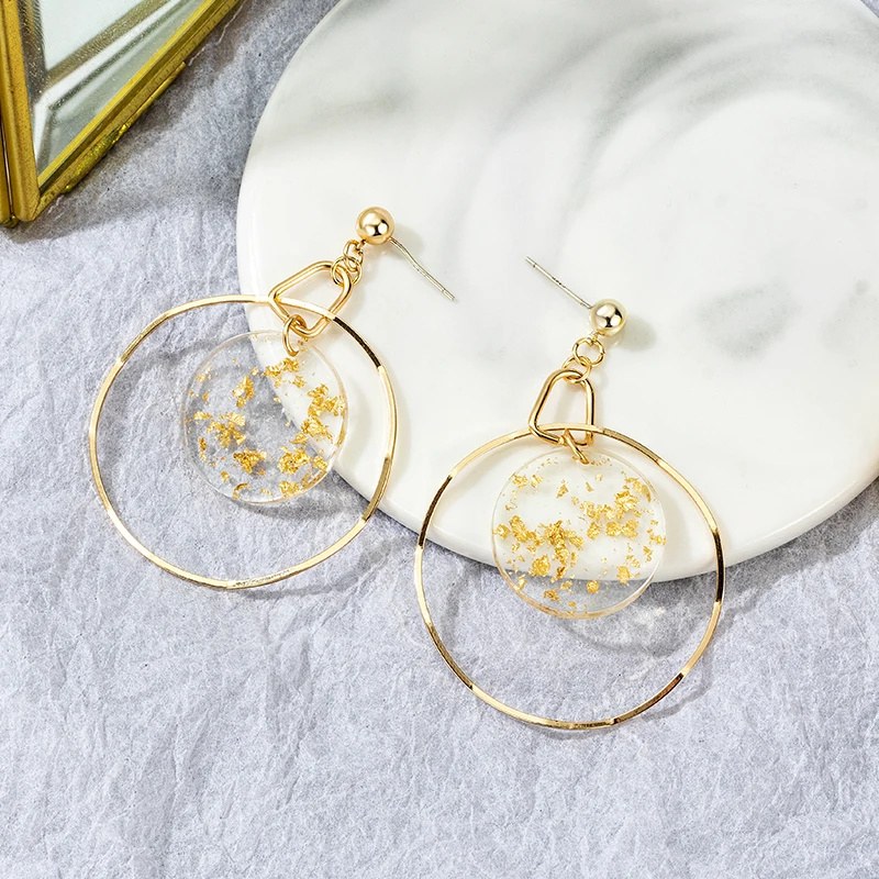 

Fashion New Big Round Hanging Earrings For Women Metal Vintage Statement Earring 2021 Trend Golden Female Wedding Jewelry Gift