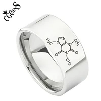 gothic caffeine molecule ring structure of chemical formula stainless steel rings for jewelry gifts