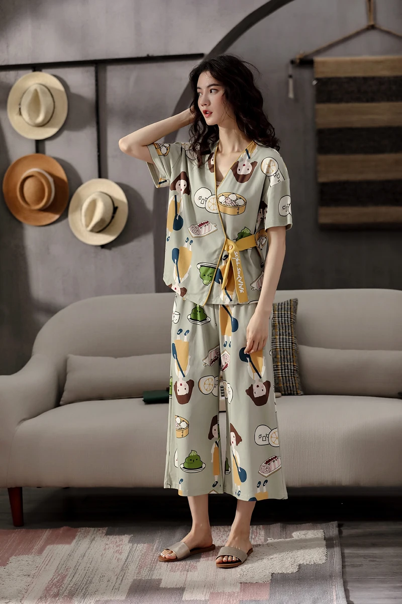 Домашняя одежда для женщин новинка кимоно пижамные комплекты сна из мягкого