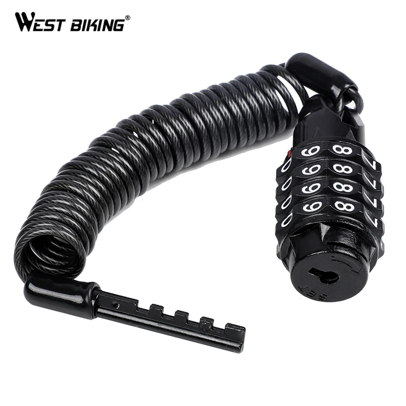 WEST BIKING мини Противоугонный замок для шлема 4 цифр Пароль замок для скутер мотоциклы Велоспорт Портативный велосипеда замок трос, хорошее качество