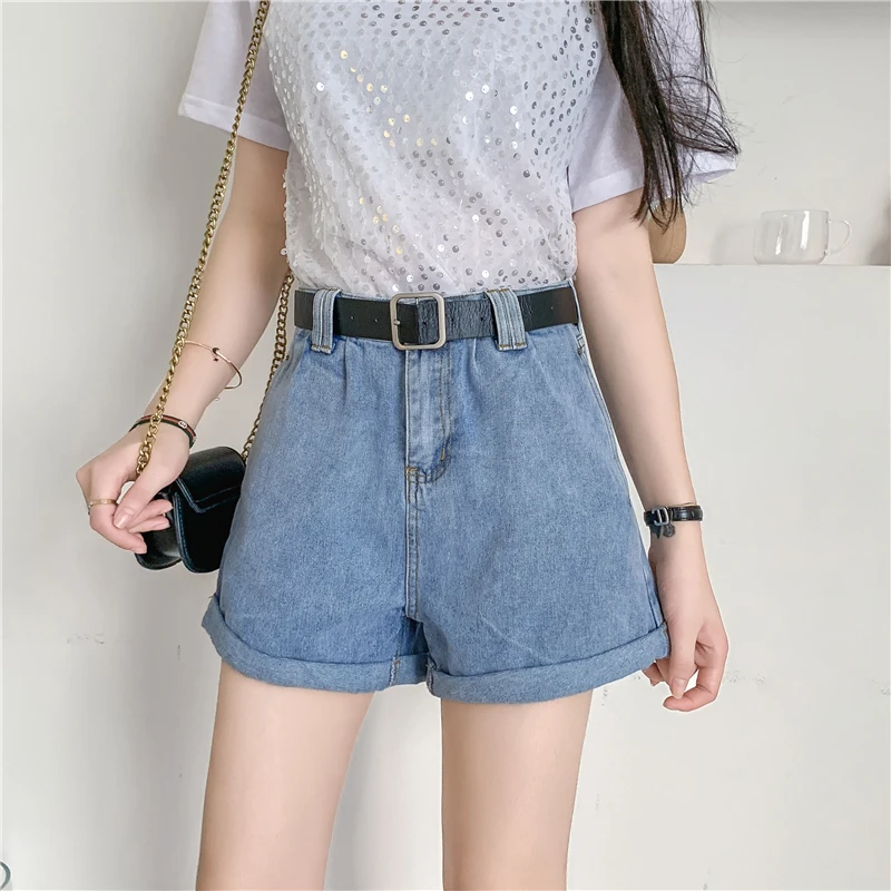 Женские джинсовые шорты большого размера для полных девушек свободные