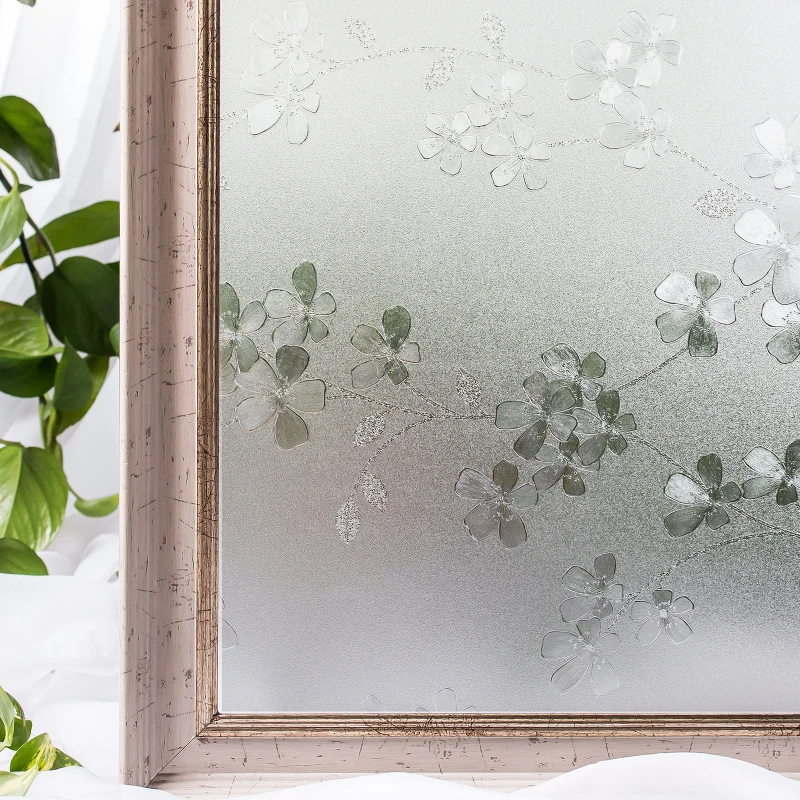 white CottonColors Спальня Оконных Пленок ПВХ Без Клея Статические 3D Цветочное Оформление Конфиденциальности Оконное Стекло Стикер Размер 60x200 См - Цвет: white