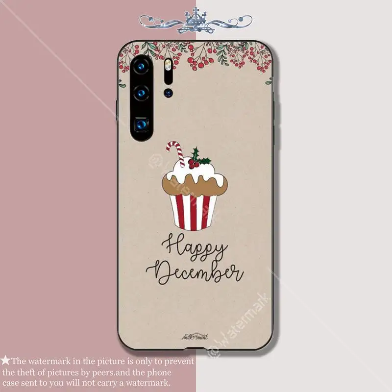 

YJYDNHBD Merry Christmas soft TPU black case cover for Huawei P9 lite 2016 2017 P 10 P20 PRO P30 P40 lite P smart 2019 coque