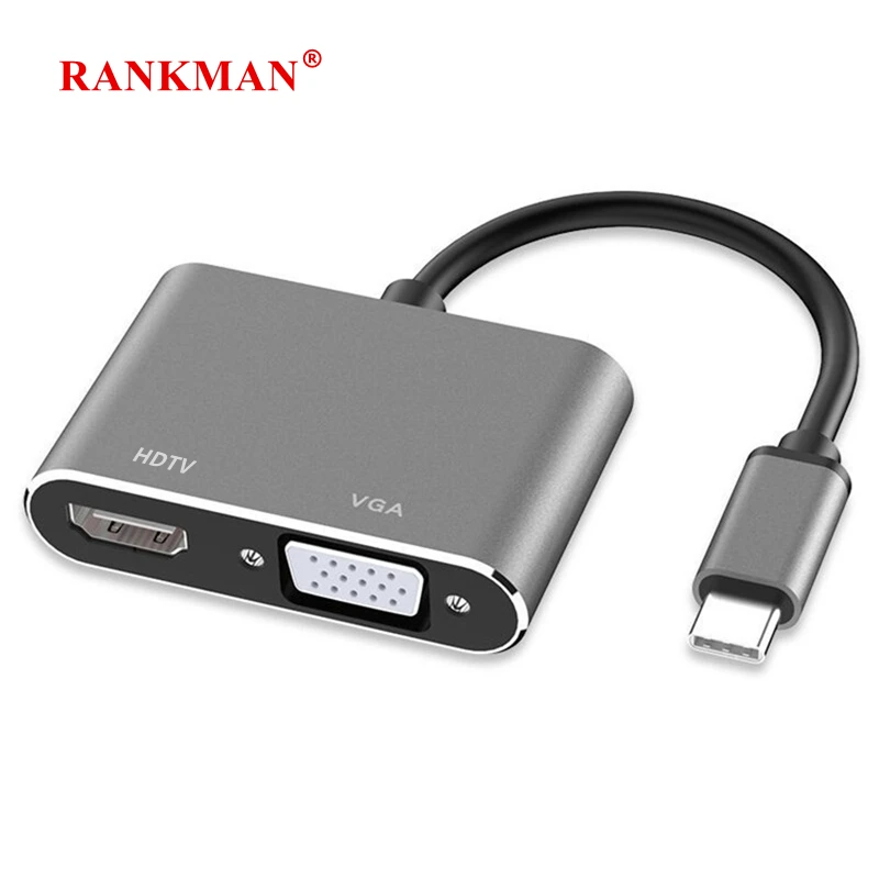 

Док-станция Rankman USB C Hub на 4K HDTV VGA Type C для MacBook Nintendo Switch iPad Samsung S20 Dex Huawei P30 TV PS5