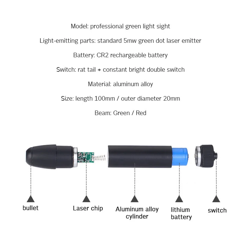 Professional Bird Hunting Tactical Red Green Dot Laser Sight Scope Bullet Type Point Sight Fit 11mm 20mm Rail with Barrel Mount