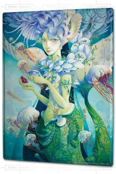 

Metal sign wall sign wall decorative plaque art collection Tin Sign Fantasy Motif Mermaid Jelly